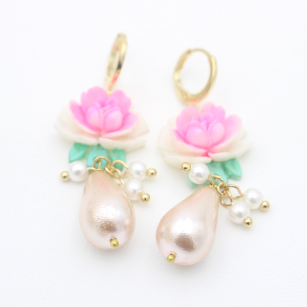 Aria rose pink teardrop earrings