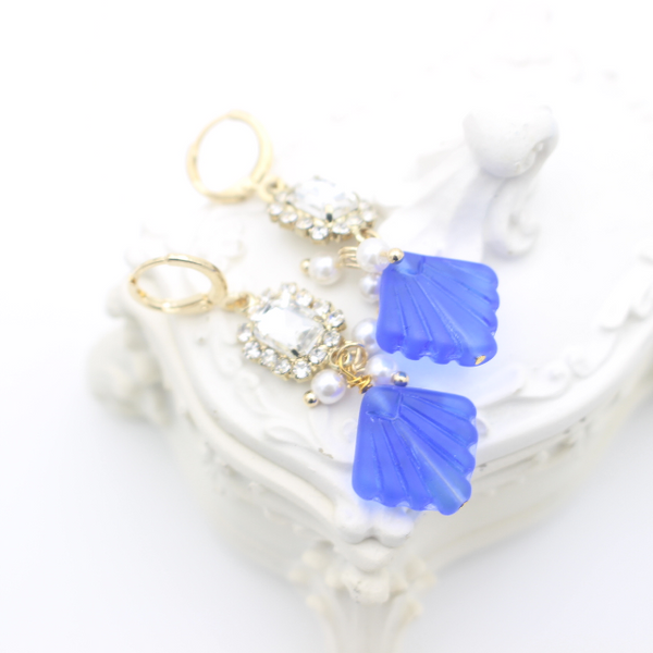 Eloise art deco blue sparkle cubic earrings