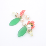 Camila vintage charmed bouquet green leaf earrings